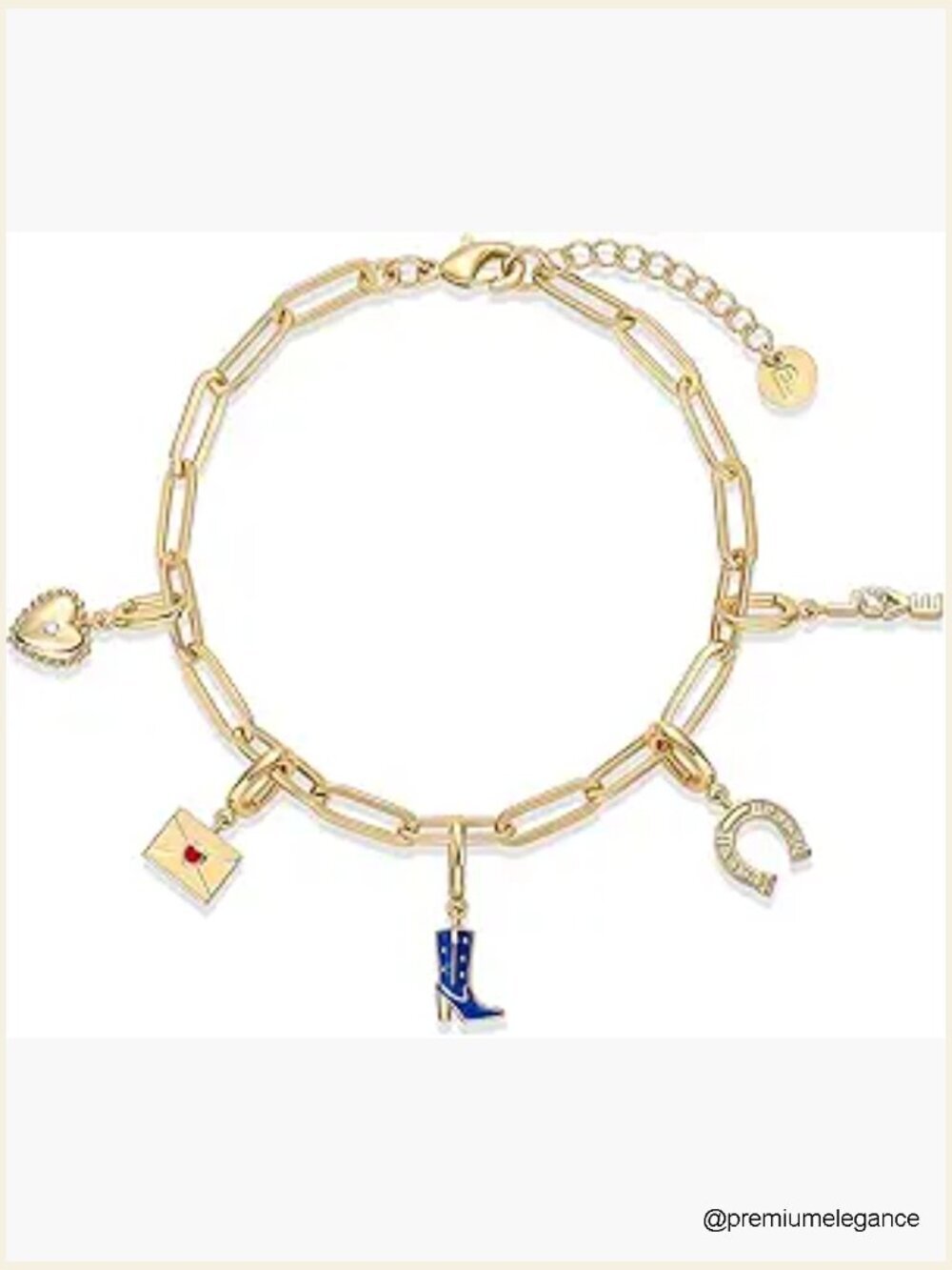 Removable Charm Bracelet with Moon Evil Eye Teddy Bear Heart Lock Airplane Dog
